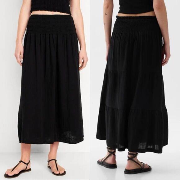 Gap Dresses & Skirts - NWT GAP High Smock Waist Crinkle Gauze Maxi Skirt Black 100% Cotton Preppy | S/P